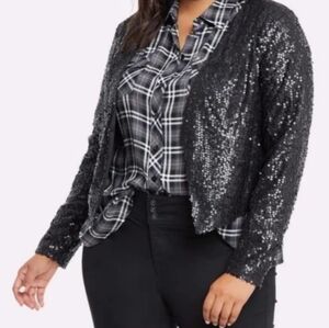Torrid Holiday Party All Over Sequin Crop Jacket Sz 3